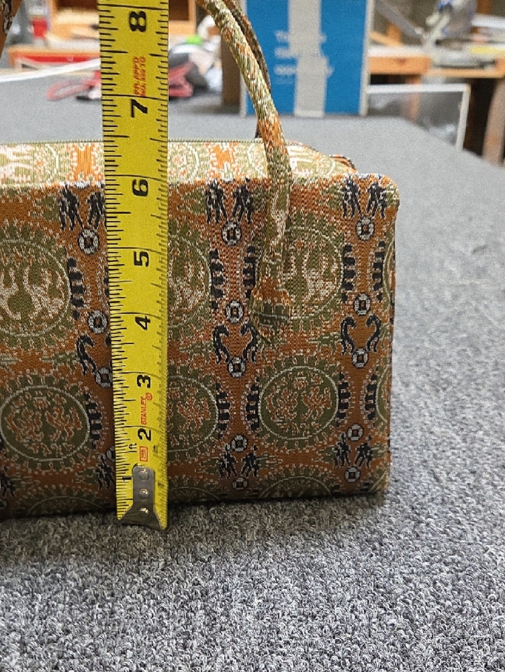Asian Olive and Rust Woven Tapestry Satchel - Picture 9 of 10